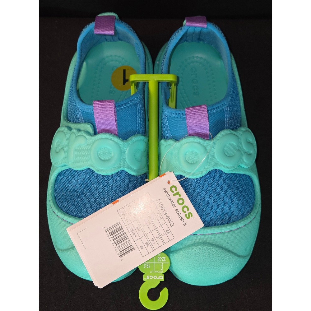 Crocs Swiftwater Splash K Water‎ Shoes Aqua Blue Purple Kids Size J1 New